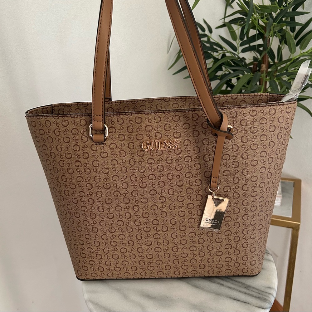 GUESS Brown Tote Bag, handbag, shoulder bag